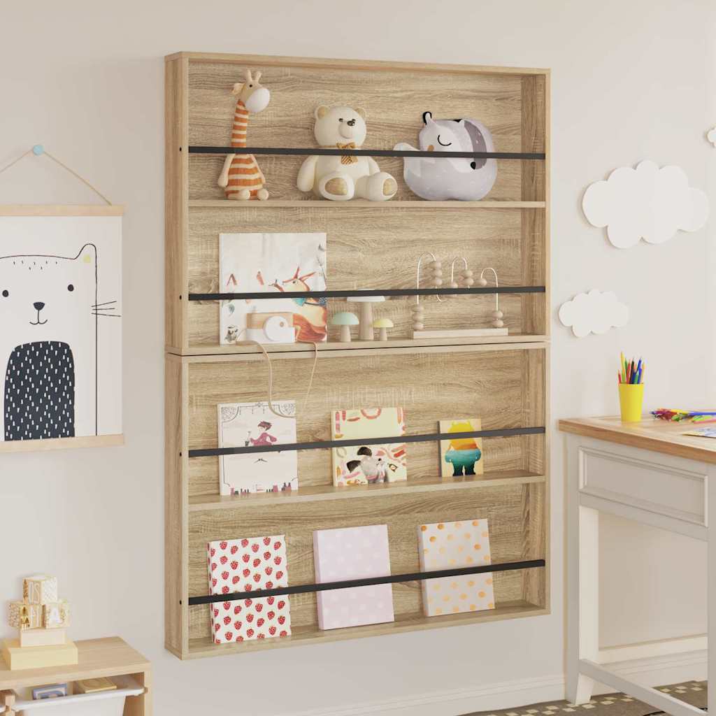 Magazine Rack with Shelf 2 pcs Sonoma Oak 100 x 12 x 70 cm