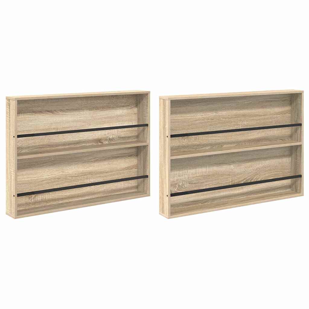 Magazine Rack with Shelf 2 pcs Sonoma Oak 100 x 12 x 70 cm