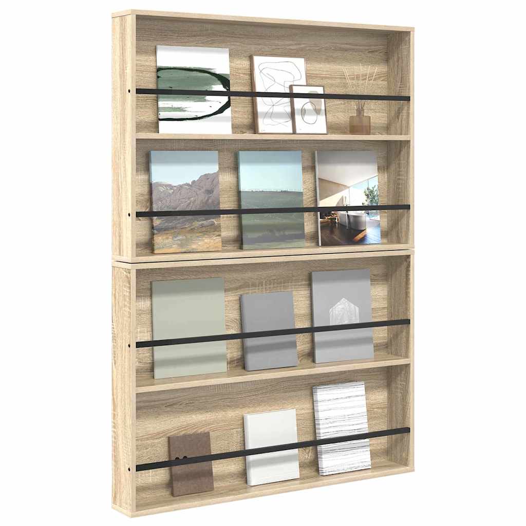 Magazine Rack with Shelf 2 pcs Sonoma Oak 100 x 12 x 70 cm