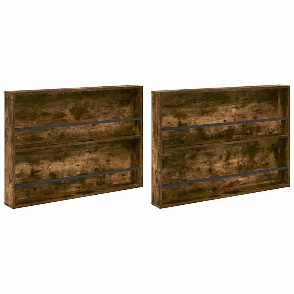 Žurnalų stovas su lentyna 2 pcs Rūkyta ąžuolas 100 x 12 x 70 cm