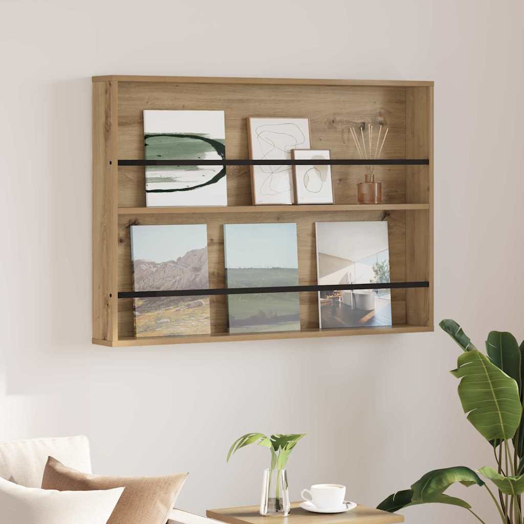 Magazine rack with shelf Craftsmen oak 100 x 12 x 70 cm