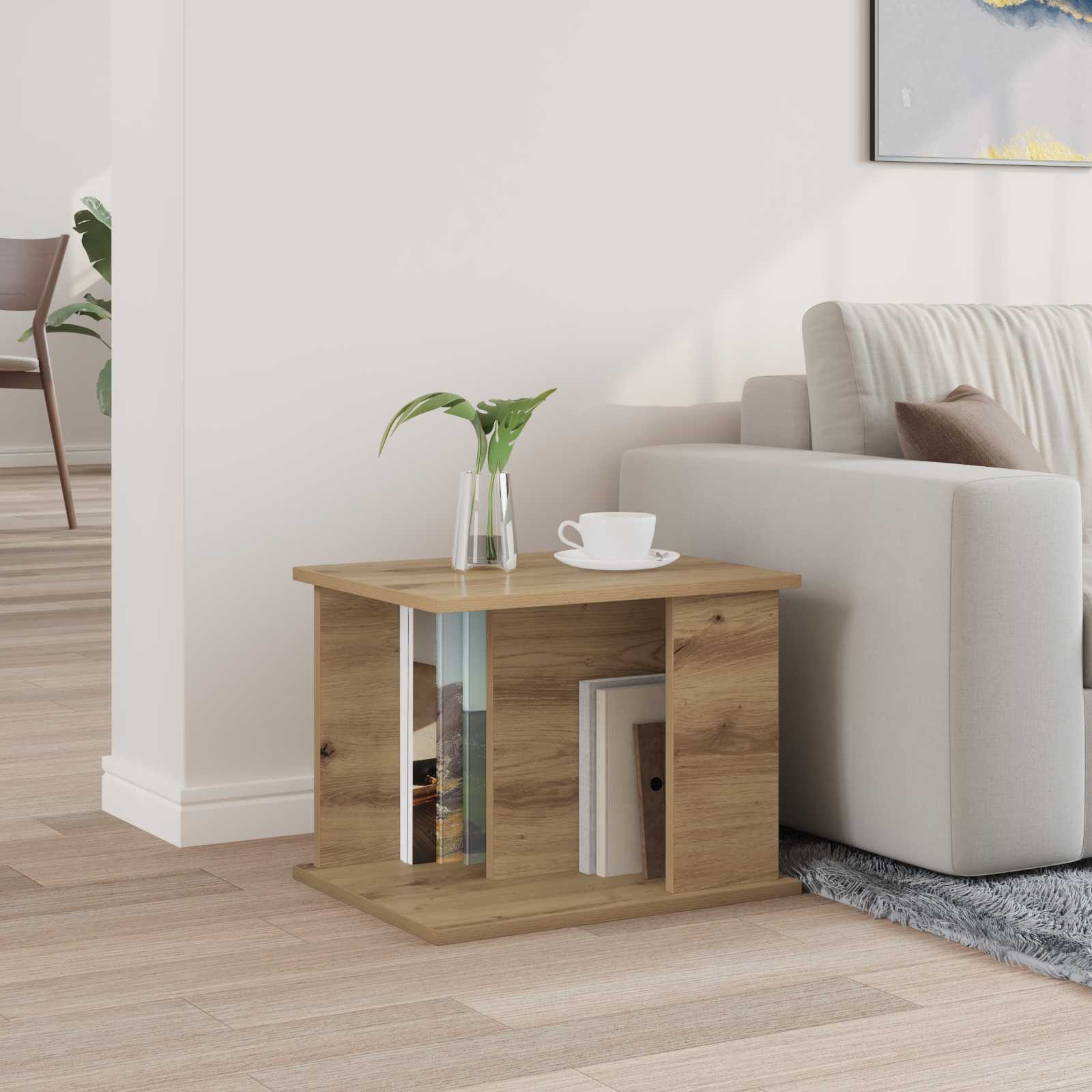 Side table with shelf Artisan oak 35 x 35 x 45 cm