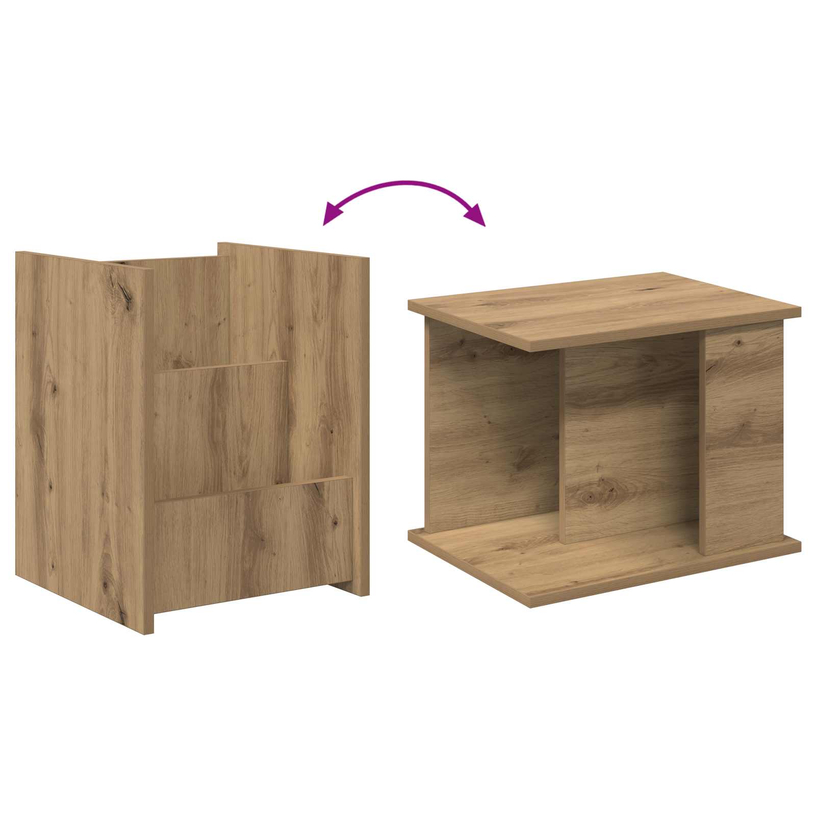Side table with shelf Artisan oak 35 x 35 x 45 cm