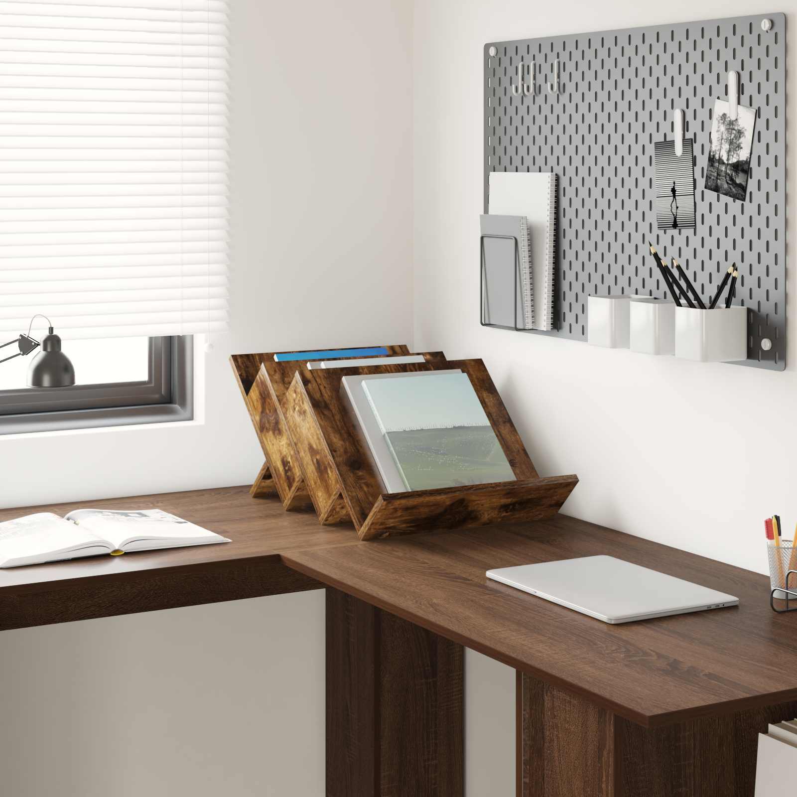 Magazine Rack with Shelf Smoked Oak 53 x 40 x 28.5 cm