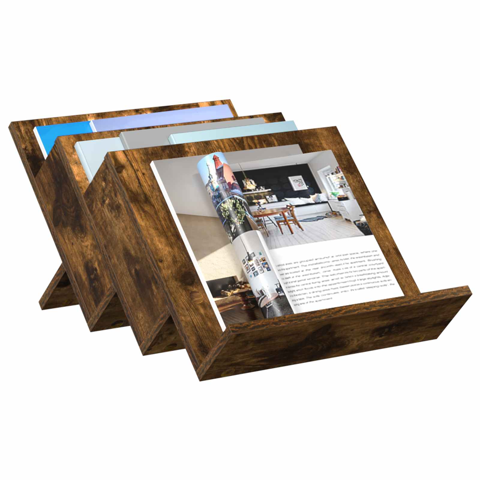 Magazine Rack with Shelf Smoked Oak 53 x 40 x 28.5 cm