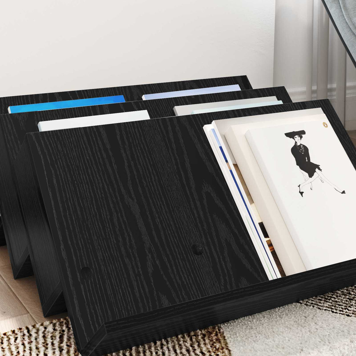 Side cabinet with shelf Black oak 65 x 57.5 x 42 cm