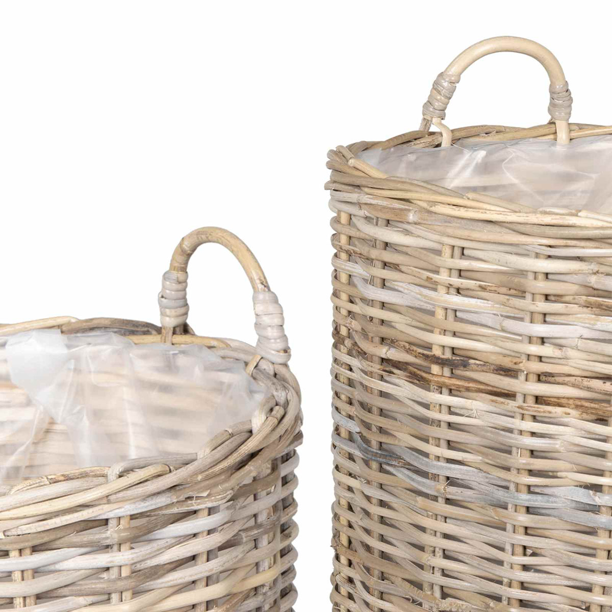 Gėlių krepšys su saugykla 2 pcs Pilka Lacak rotangas