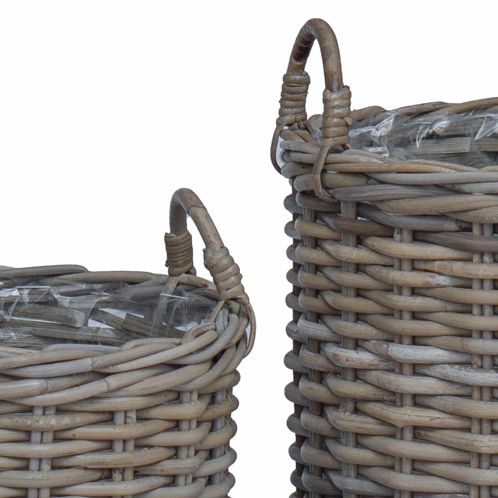 Flower Pot Basket with Storage 2 pcs Grey Rattan