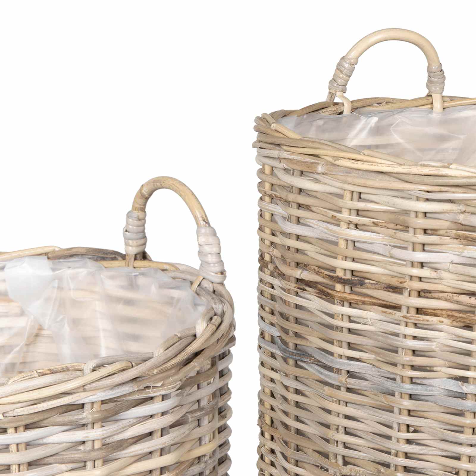 Gėlių krepšys su saugykla 2 pcs Pilka Lacak rotangas