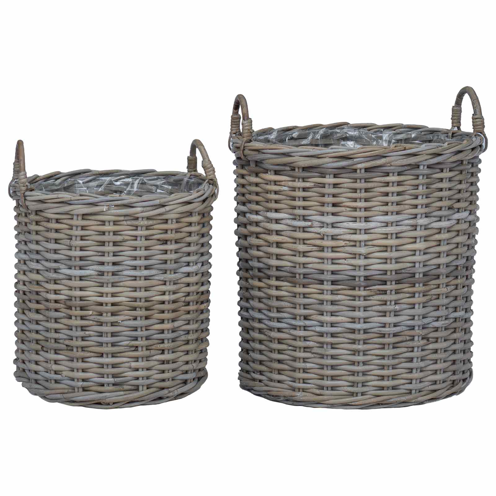 Flower Pot Basket with Storage 2 pcs Grey Rattan