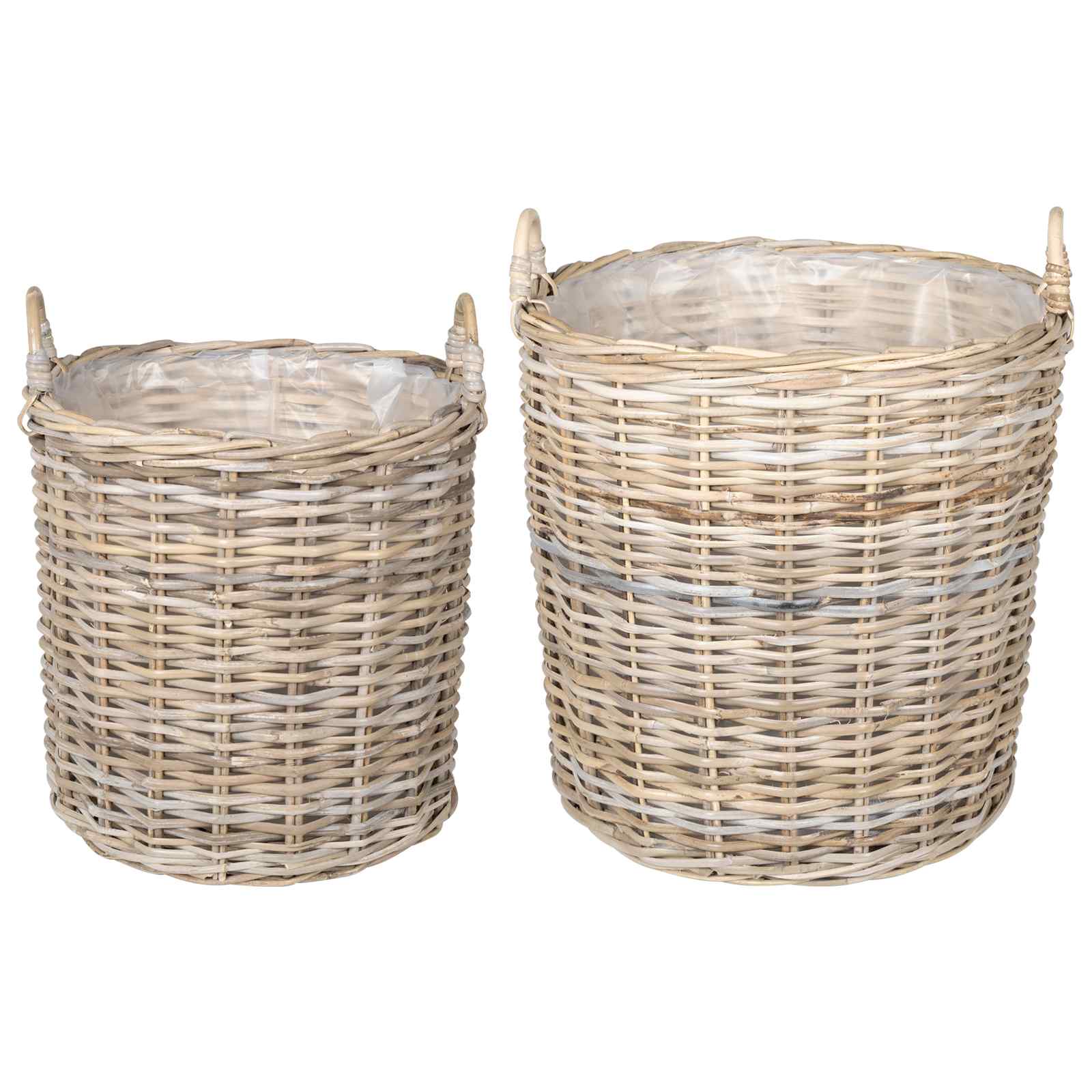 Gėlių krepšys su saugykla 2 pcs Pilka Lacak rotangas