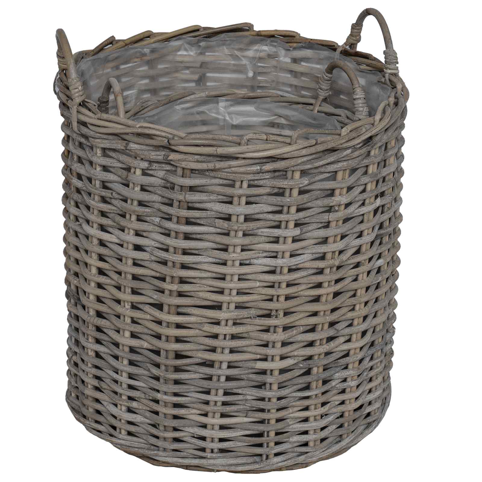Flower Pot Basket with Storage 2 pcs Grey Rattan