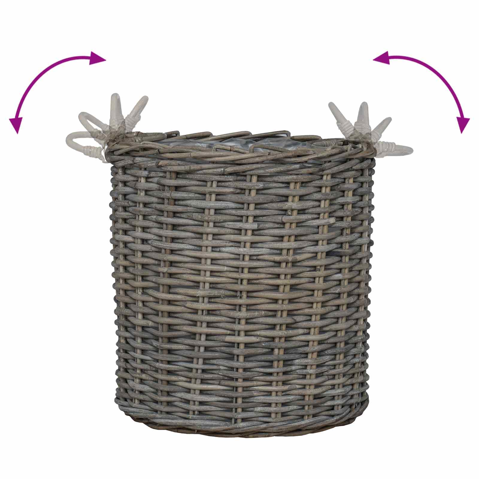 Flower Pot Basket with Storage 2 pcs Grey Rattan