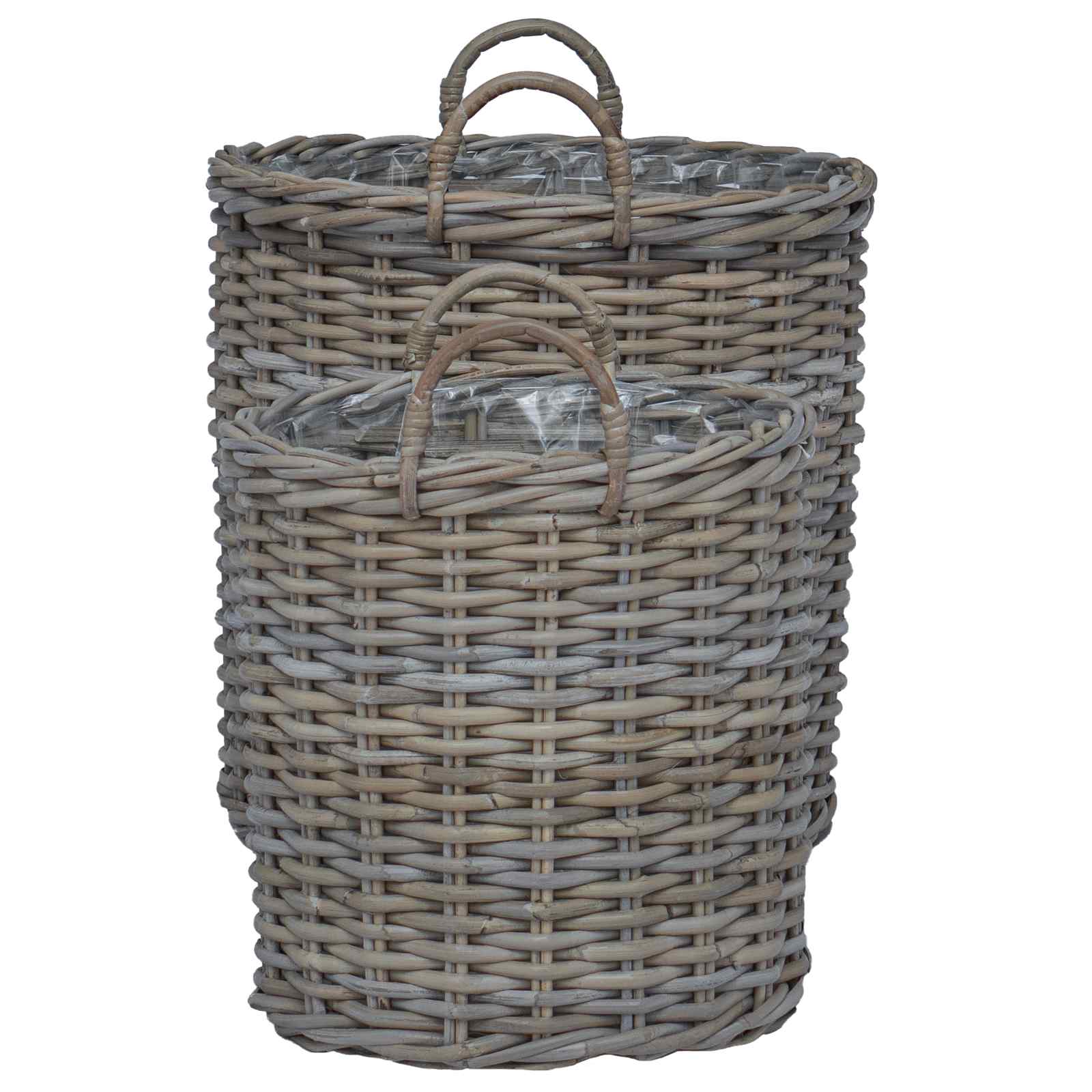 Flower Pot Basket with Storage 2 pcs Grey Rattan