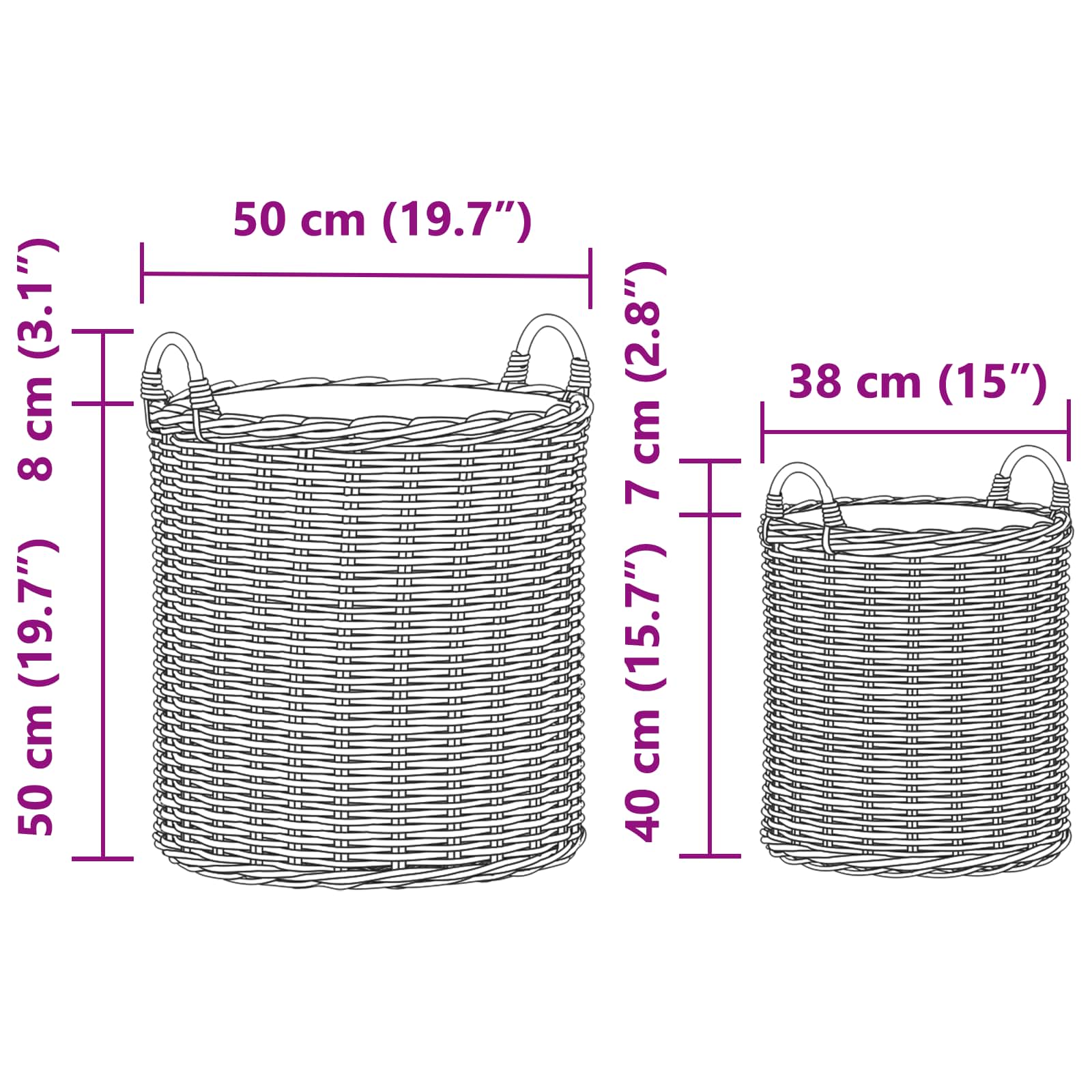 Flower Pot Basket with Storage 2 pcs Grey Rattan