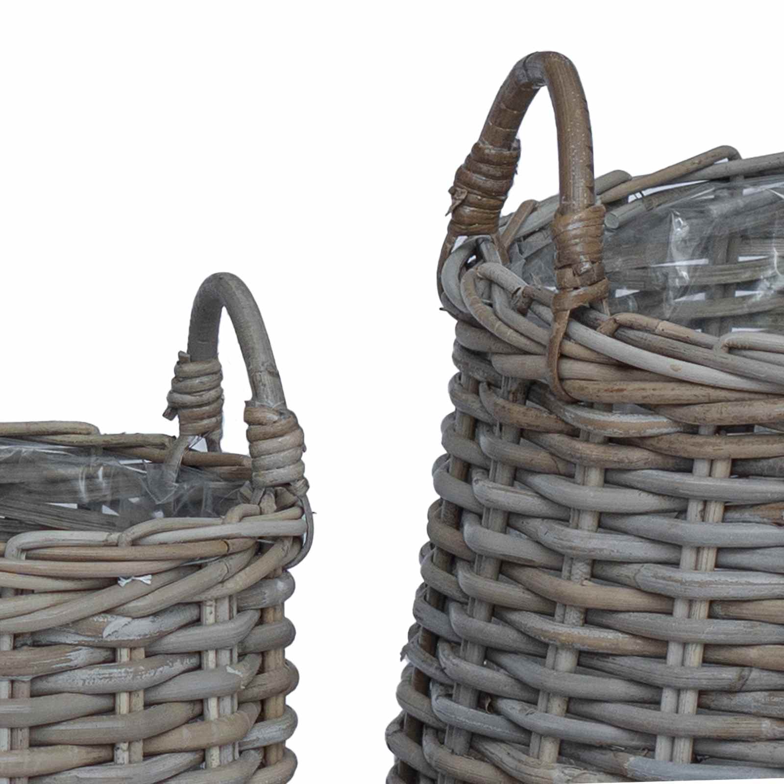 Gėlių krepšys su saugykla 2 pcs Pilka Lacak ratanas