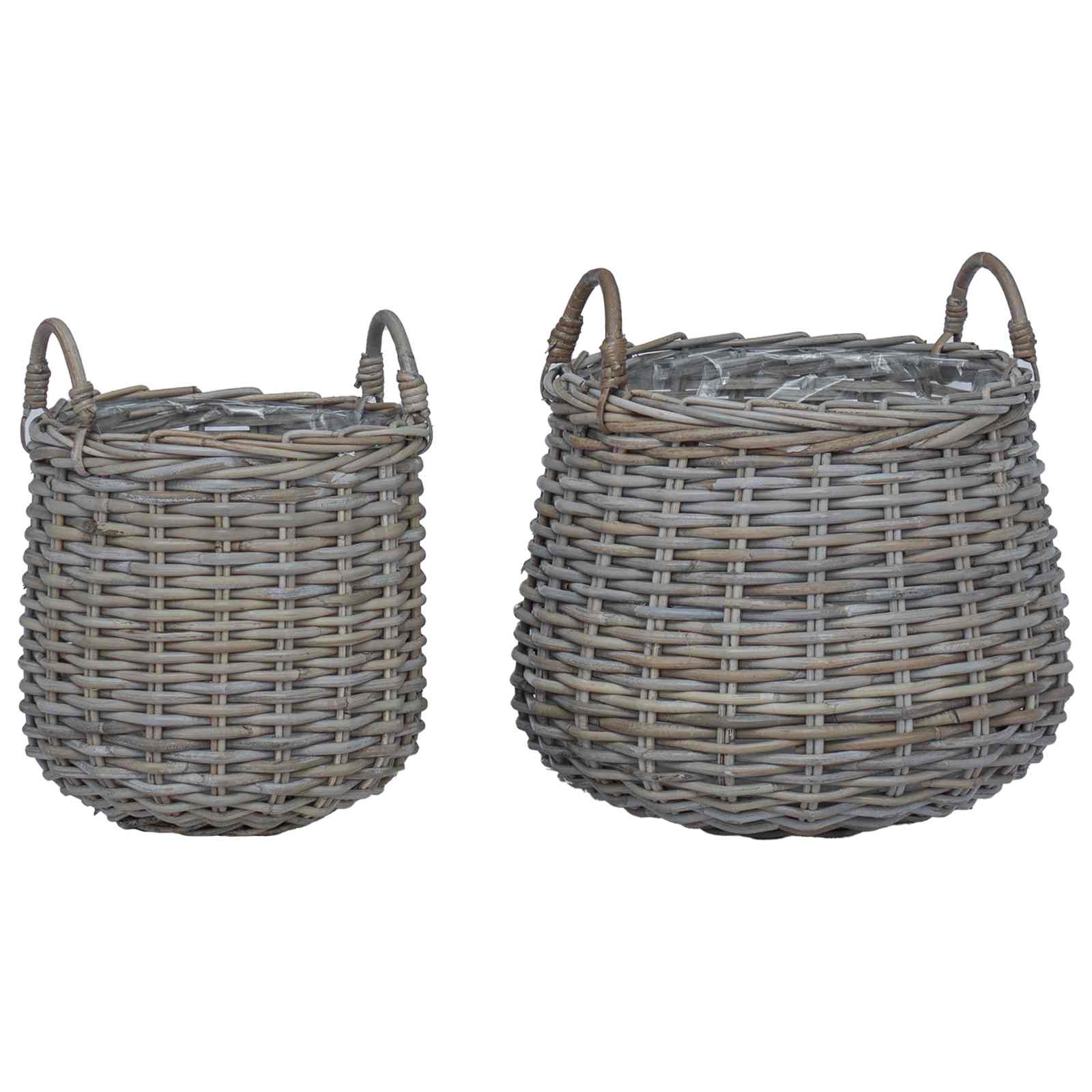Gėlių krepšys su saugykla 2 pcs Pilka Lacak ratanas