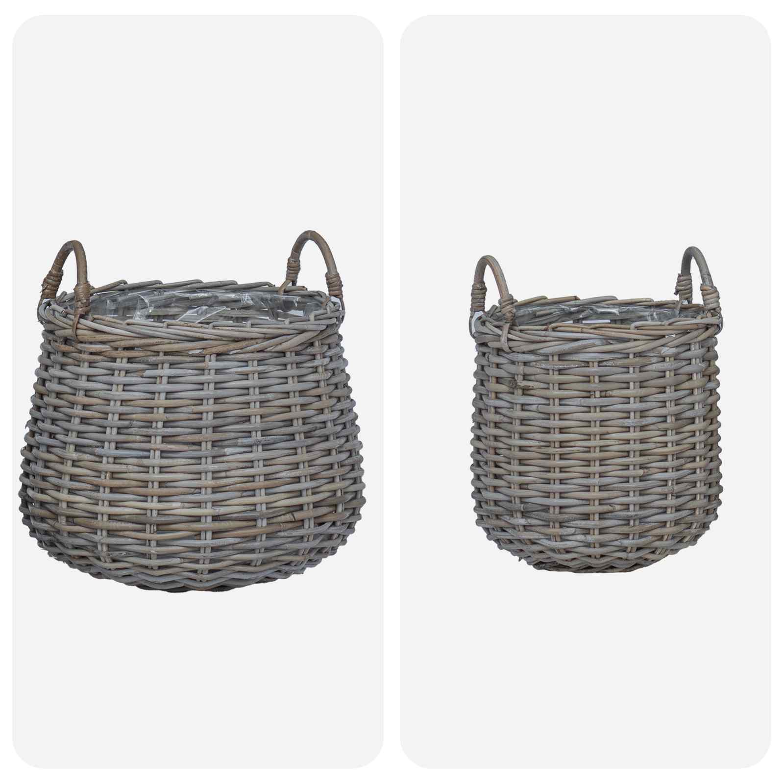 Gėlių krepšys su saugykla 2 pcs Pilka Lacak ratanas