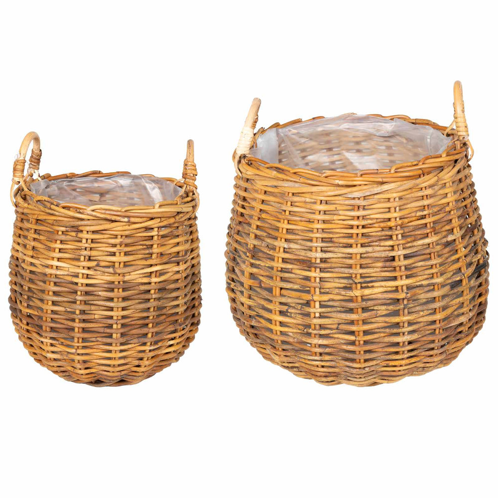 Gėlių krepšys su saugykla 2 pcs Ruda Lacak ratanas