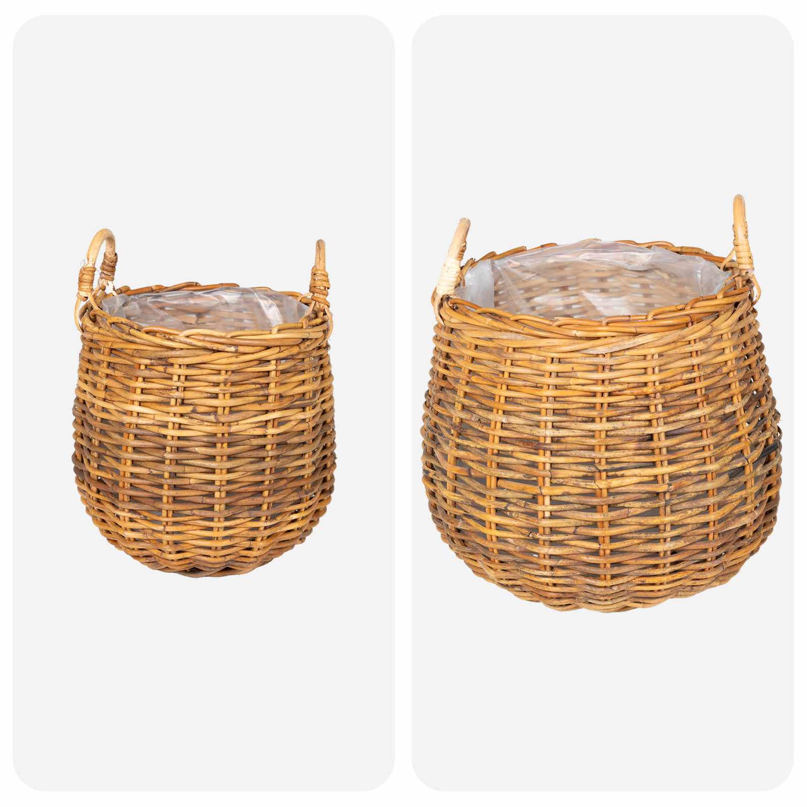 Gėlių krepšys su saugykla 2 pcs Ruda Lacak ratanas