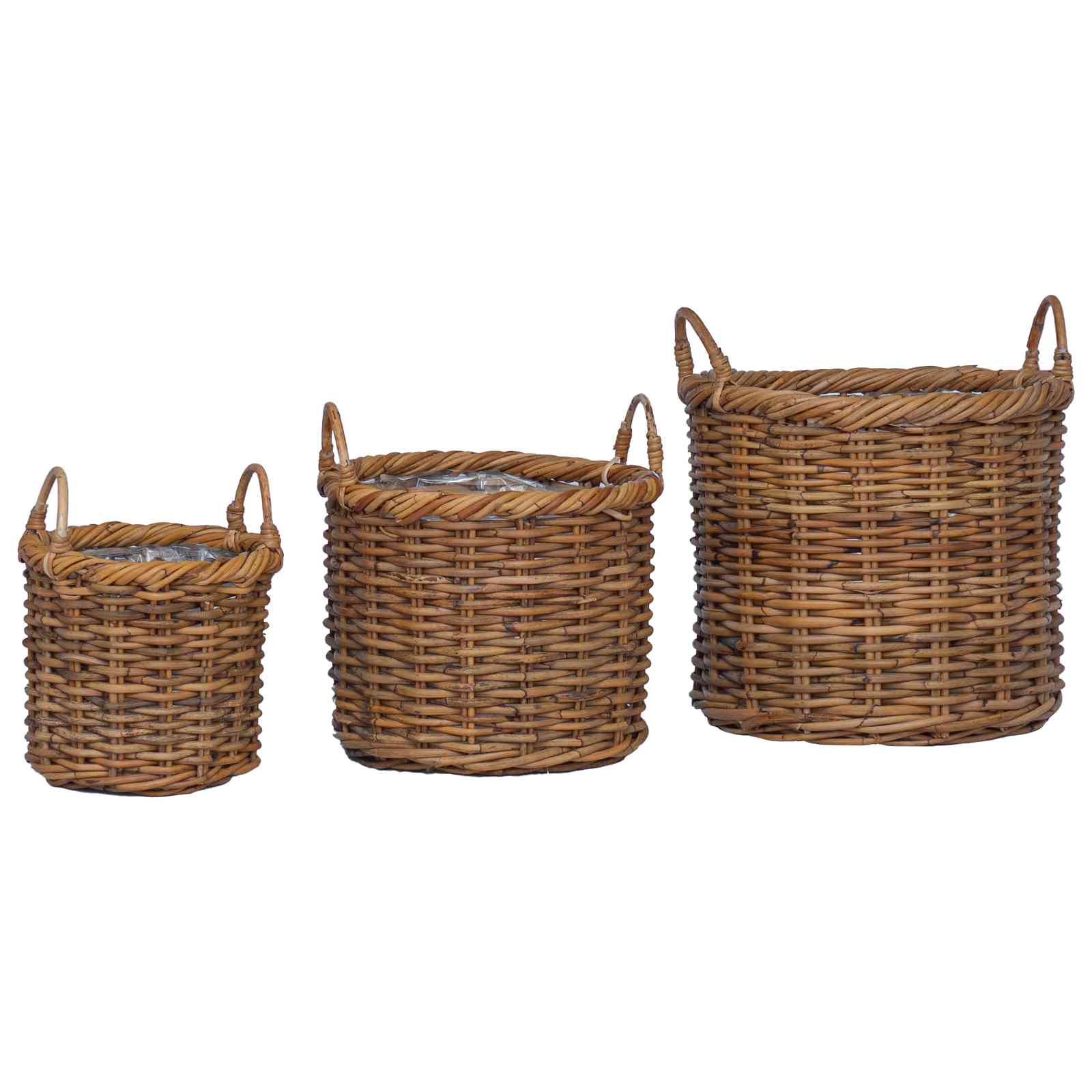 Vazonas Krepšys su saugykla 3 pcs Ruda Kubu ratanas