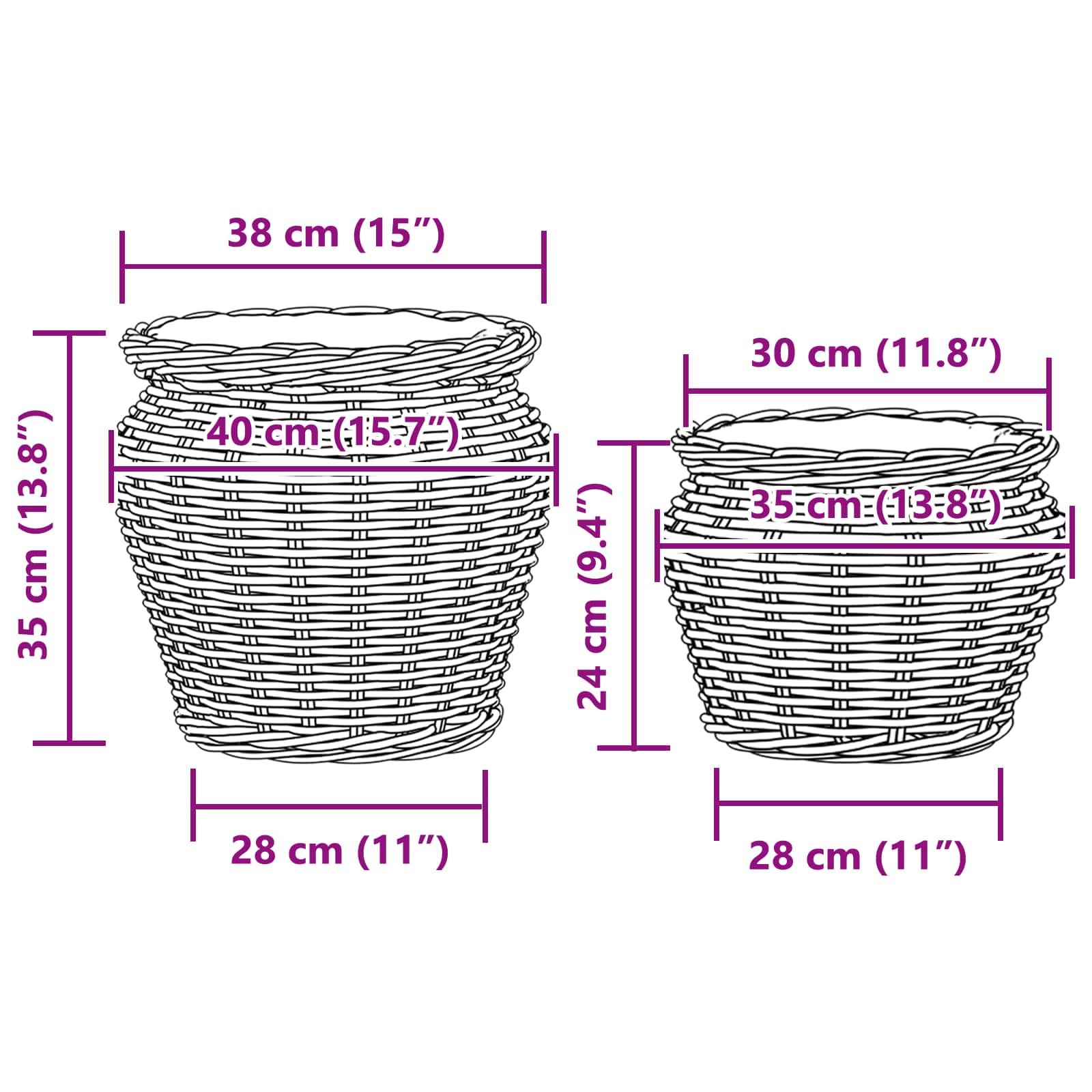 Vazonų krepšys su saugykla 2 pcs Pilka Lacak rožinis