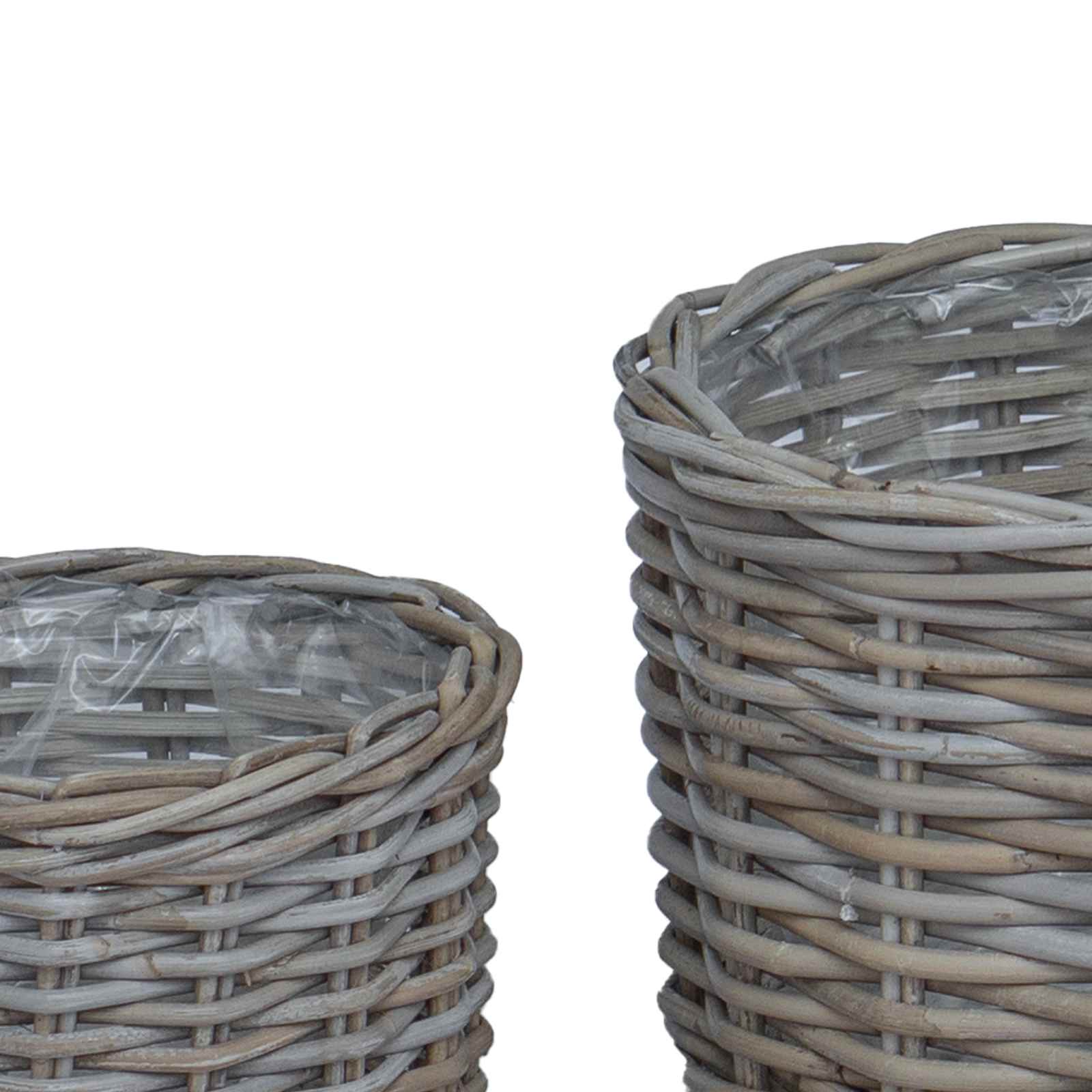 Gėlių krepšys su saugykla 2 pcs Pilka Kubu ratanas