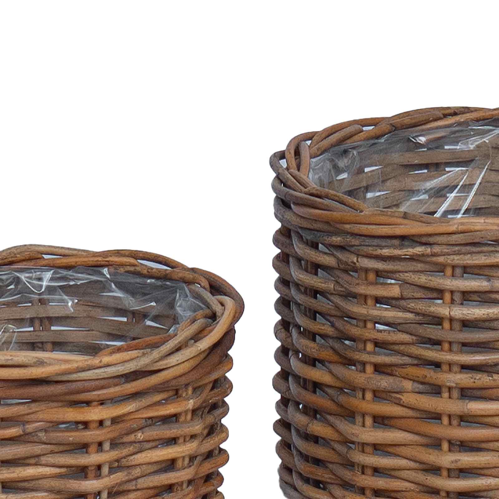 Flower basket with storage 2 pcs Brown Kubu rattan