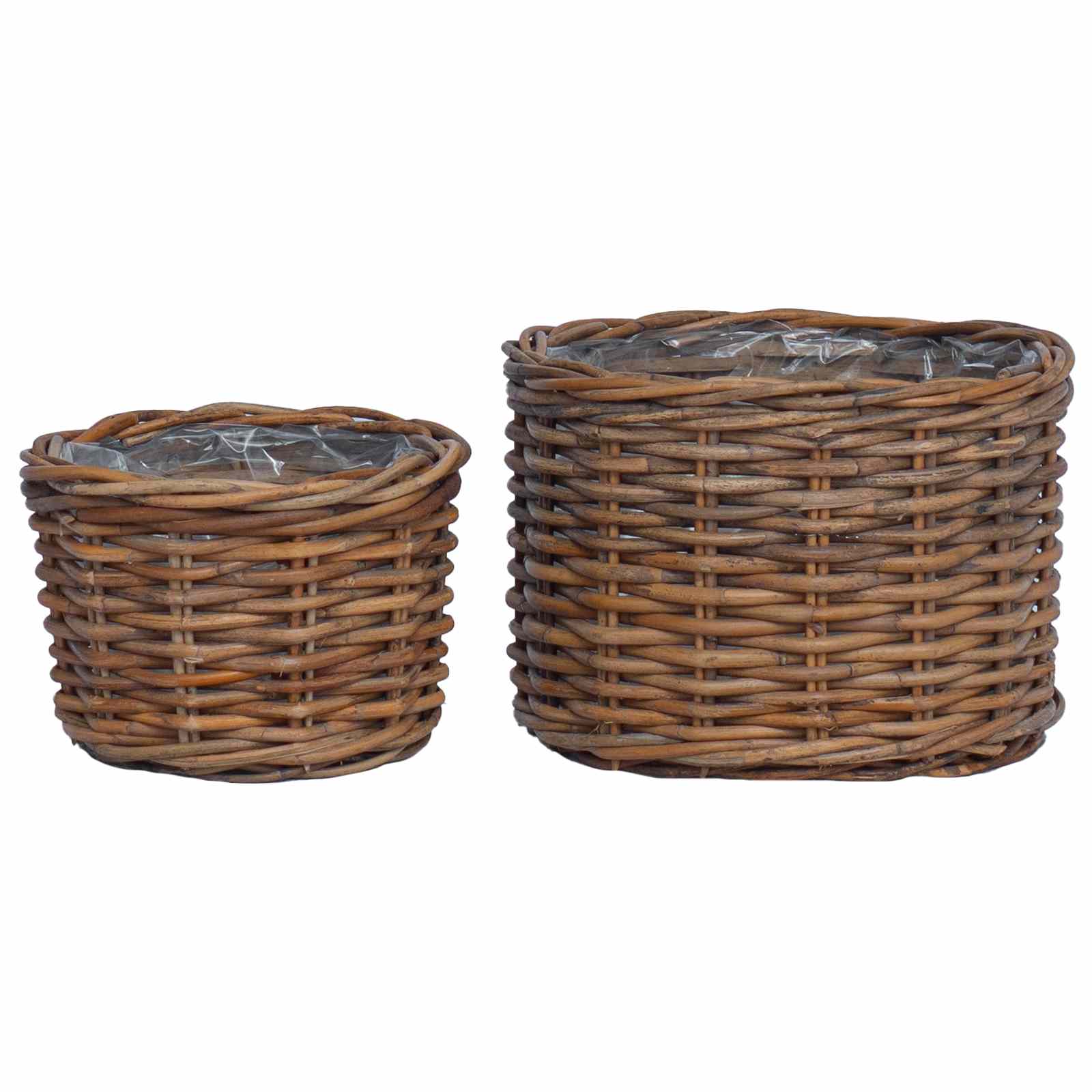 Flower basket with storage 2 pcs Brown Kubu rattan
