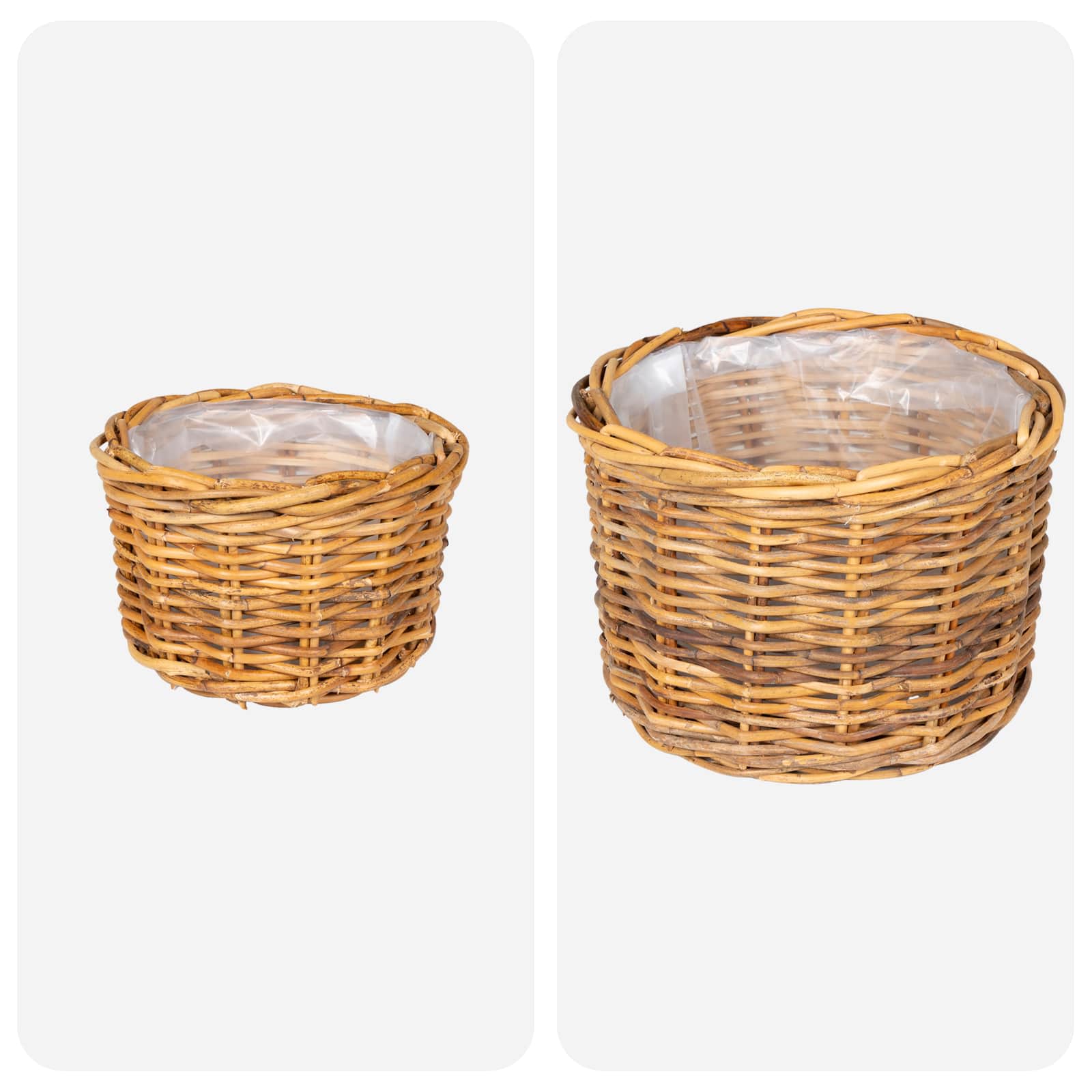 Gėlių krepšys su saugykla 2 pcs Ruda Kubu ratanas
