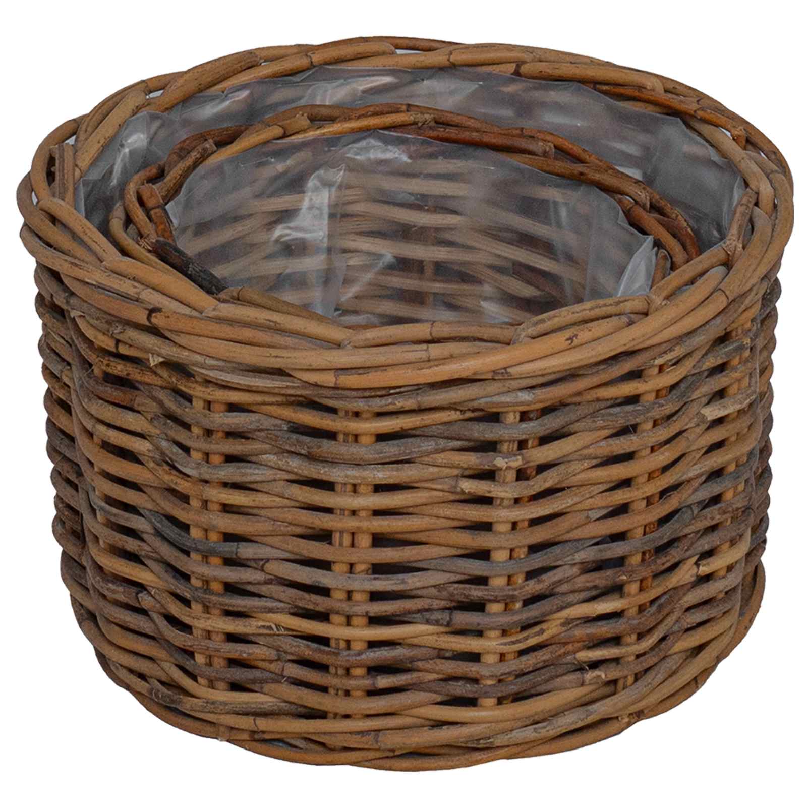 Flower basket with storage 2 pcs Brown Kubu rattan
