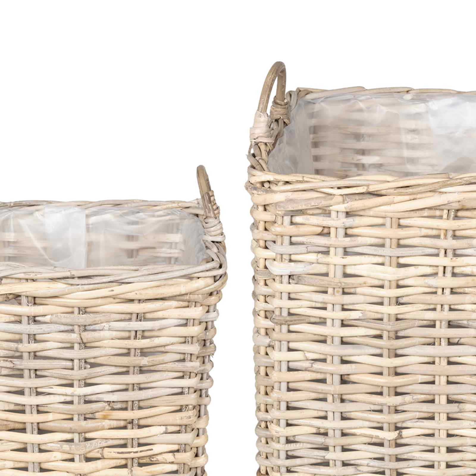 Gėlių krepšys su saugykla 2 pcs Pilka Lacak ratanas
