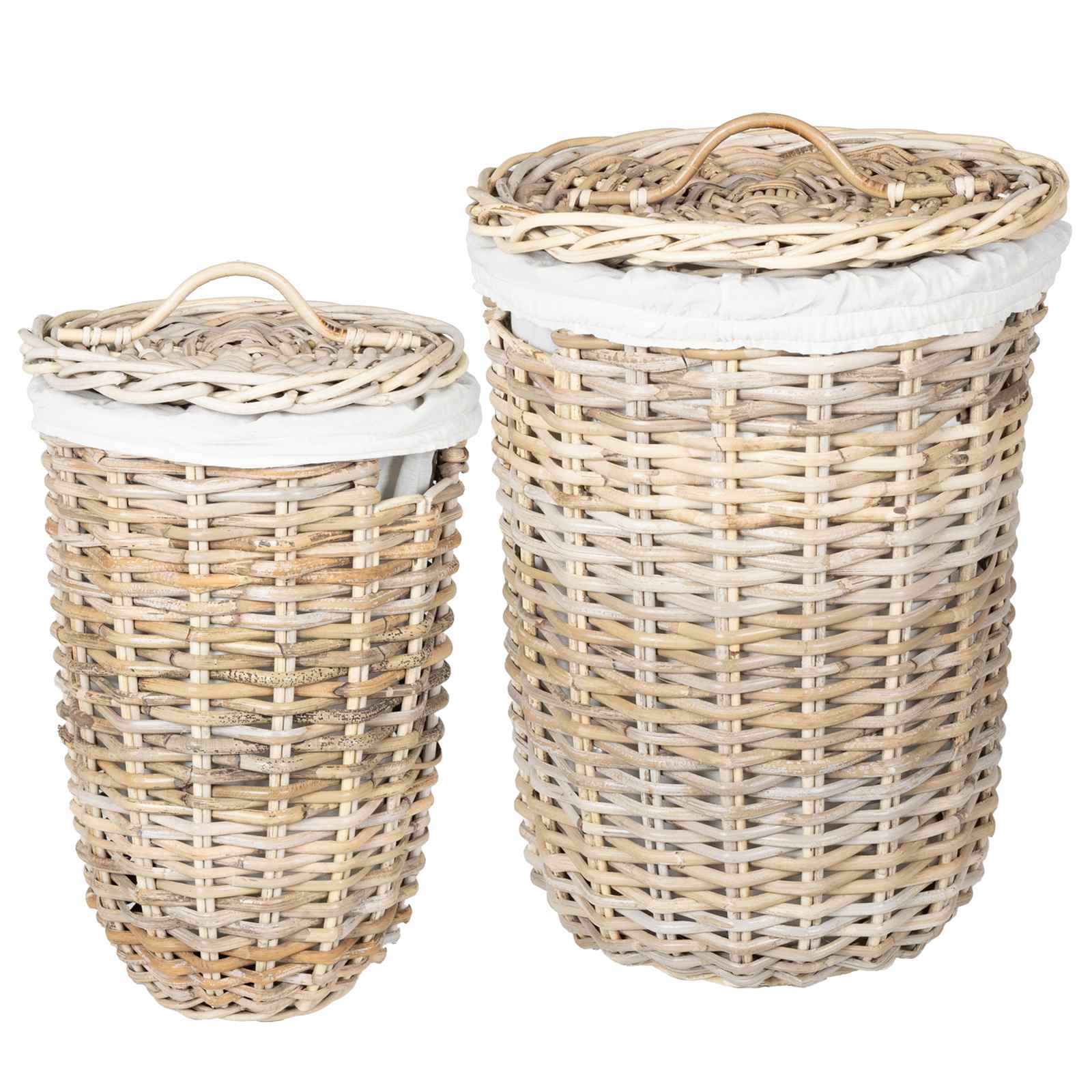 Skalbinių krepšys su dangčiu 2 pcs Kubu pilka Kubu ratanas