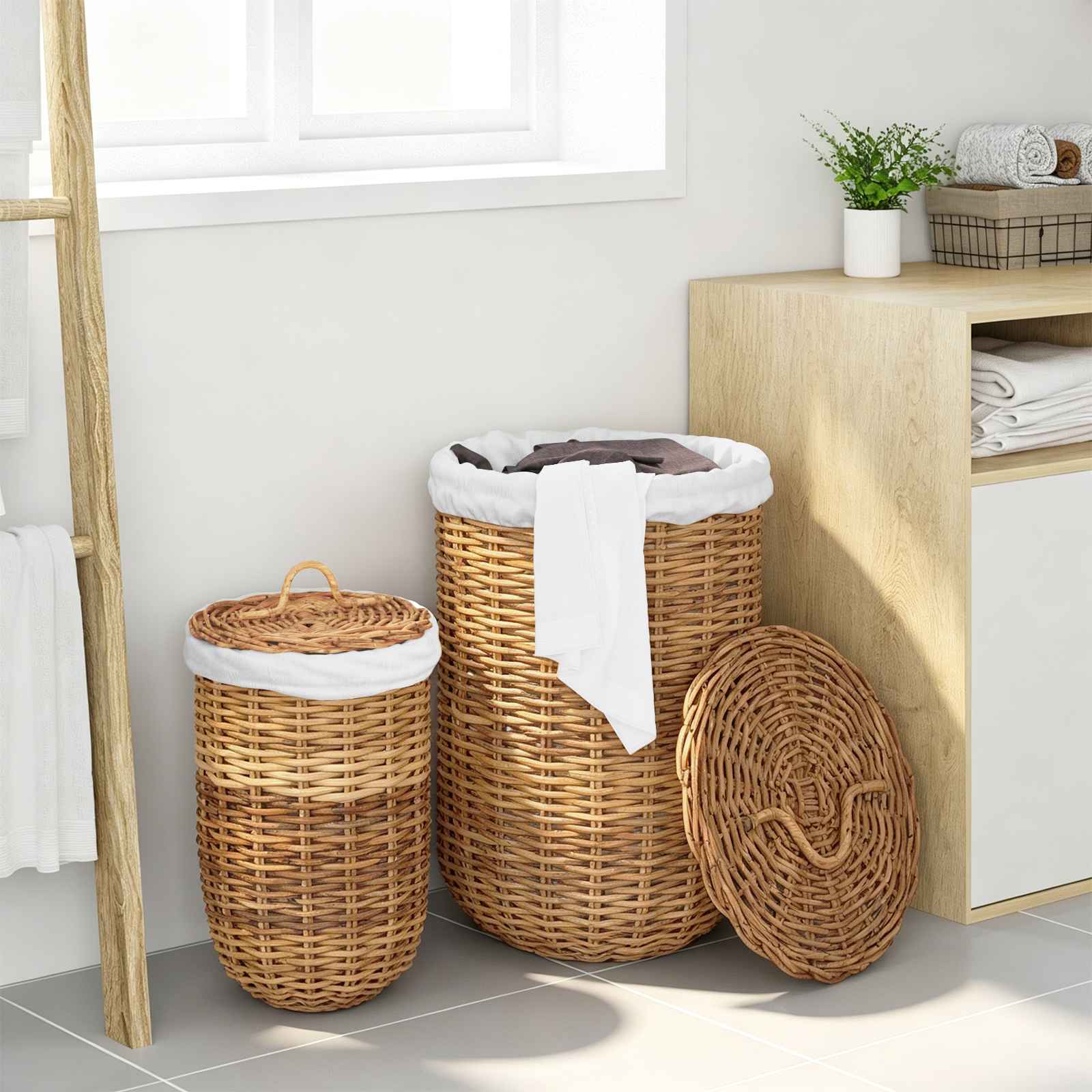 Skalbinių krepšys 2 pcs Ruda Kubu ratanas
