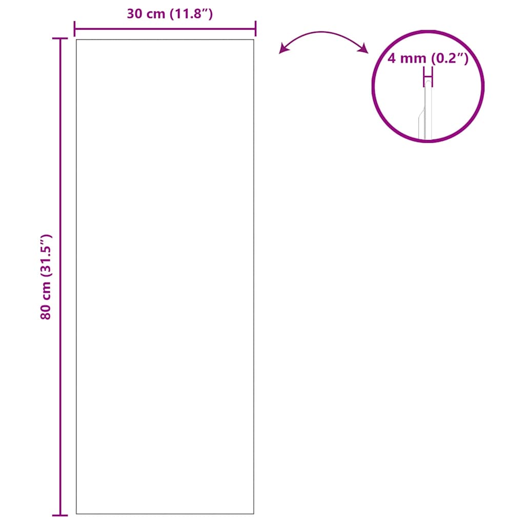 Sieninis veidrodis Stačiakampio 30 x 80 cm grūdintas stiklas