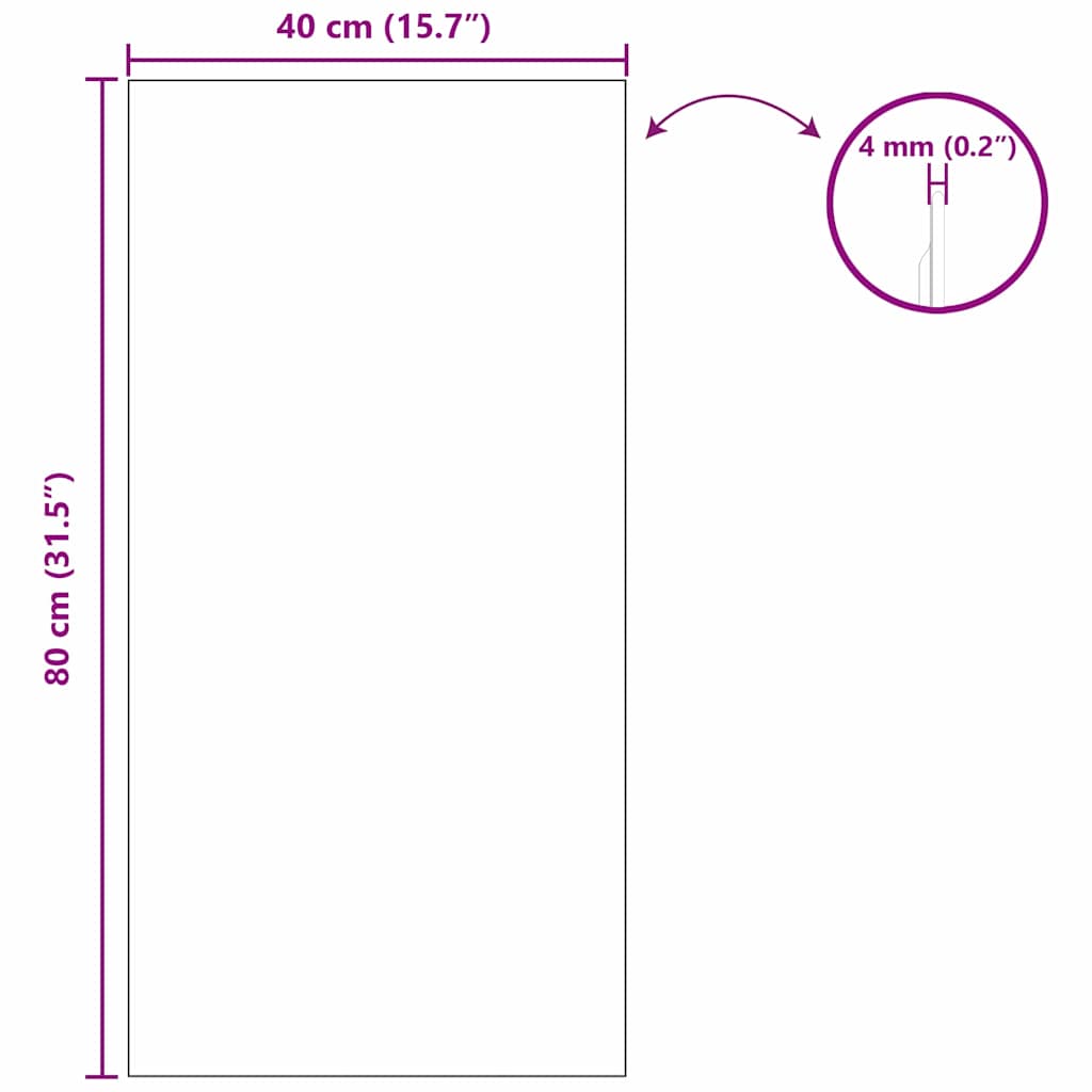 Sieninis veidrodis Stačiakampio 40 x 80 cm grūdintas stiklas