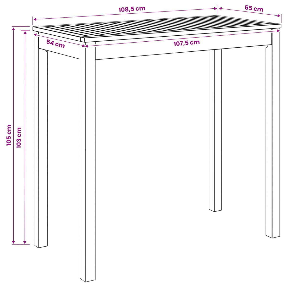 Sodo Baro Stalas Natūrali 108,5 x 55 x 105 cm