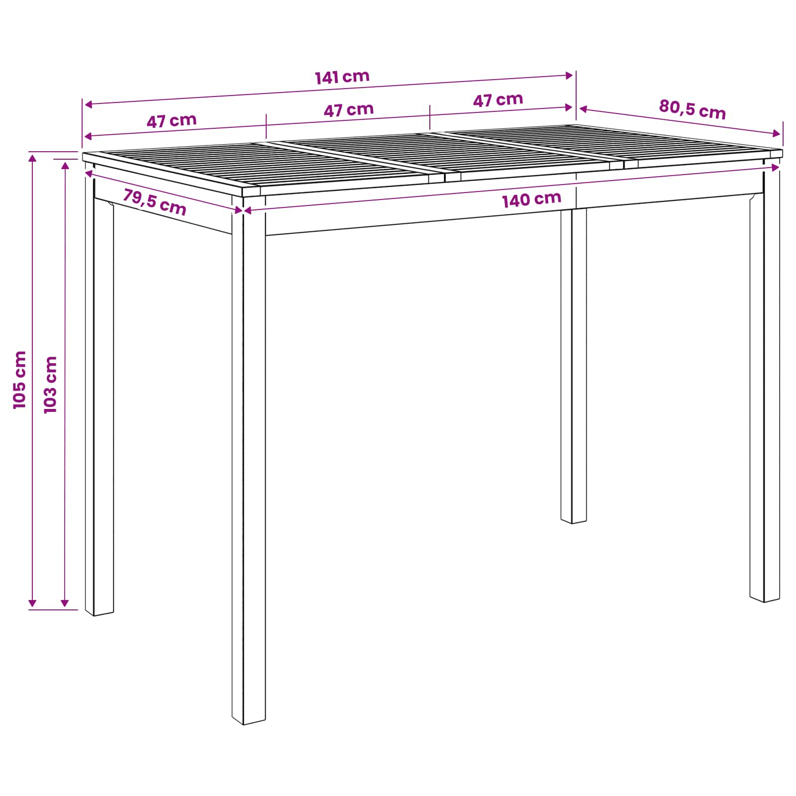 Sodo Baro Stalas Natūrali 141 x 80,5 x 105 cm