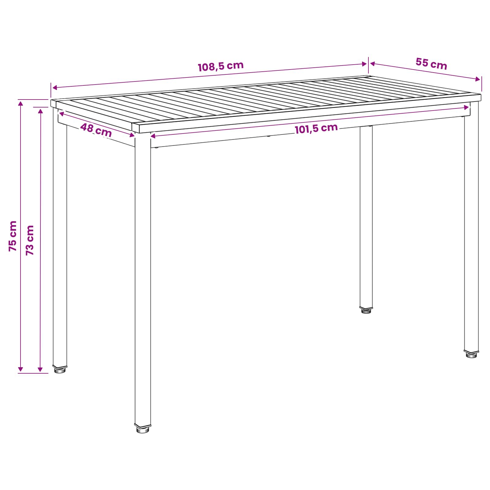 Sodo vakarienės stalas Natūralus ir kava 108,5 x 55 x 75 cm
