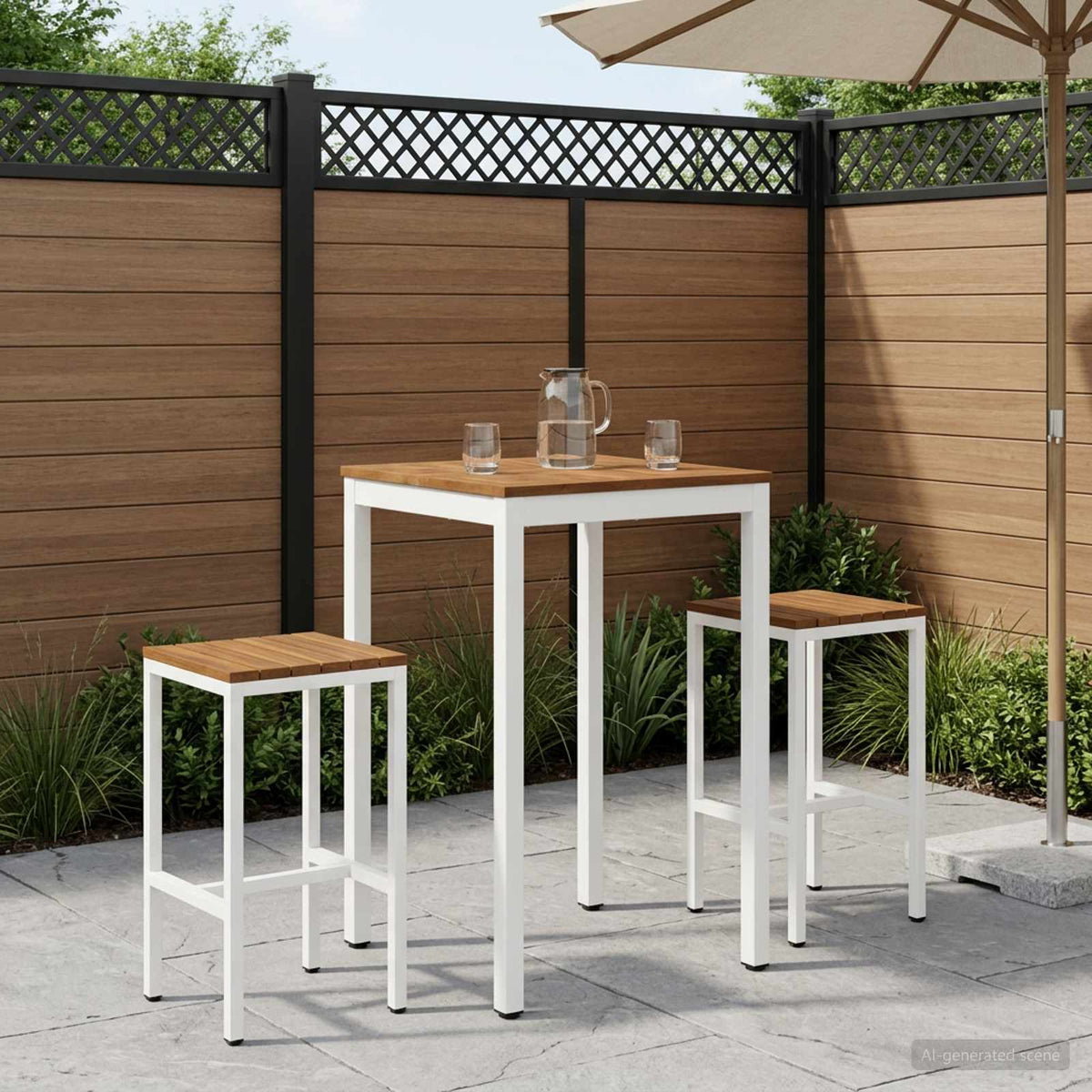 Sodo Baro Stalas Natūrali ir Balta 60 x 60,5 x 105 cm