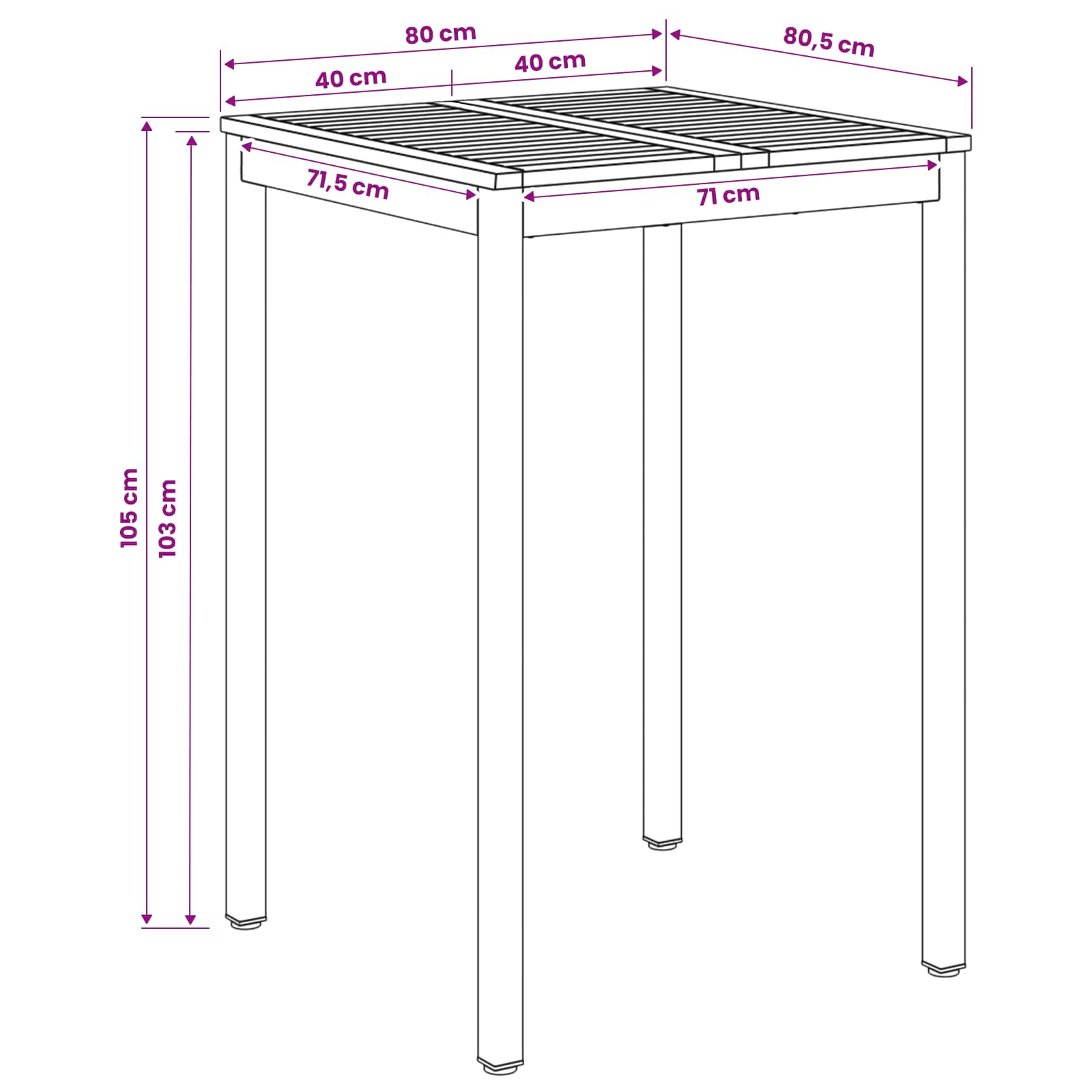 Sodo Baro Stalas Natūralus ir kava 80 x 80,5 x 105 cm