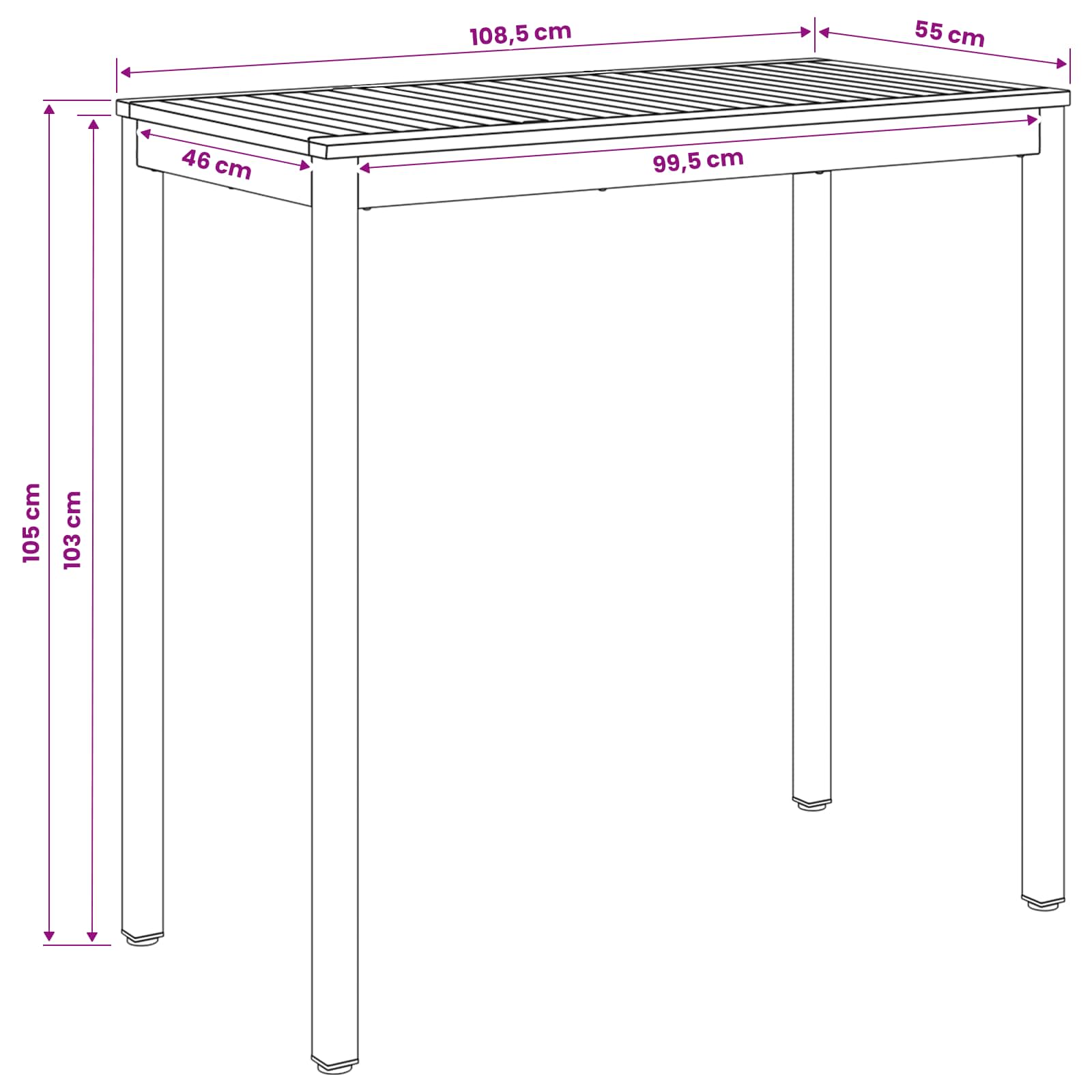 Sodo Baro Stalas Natūralus ir kava 108,5 x 55 x 105 cm