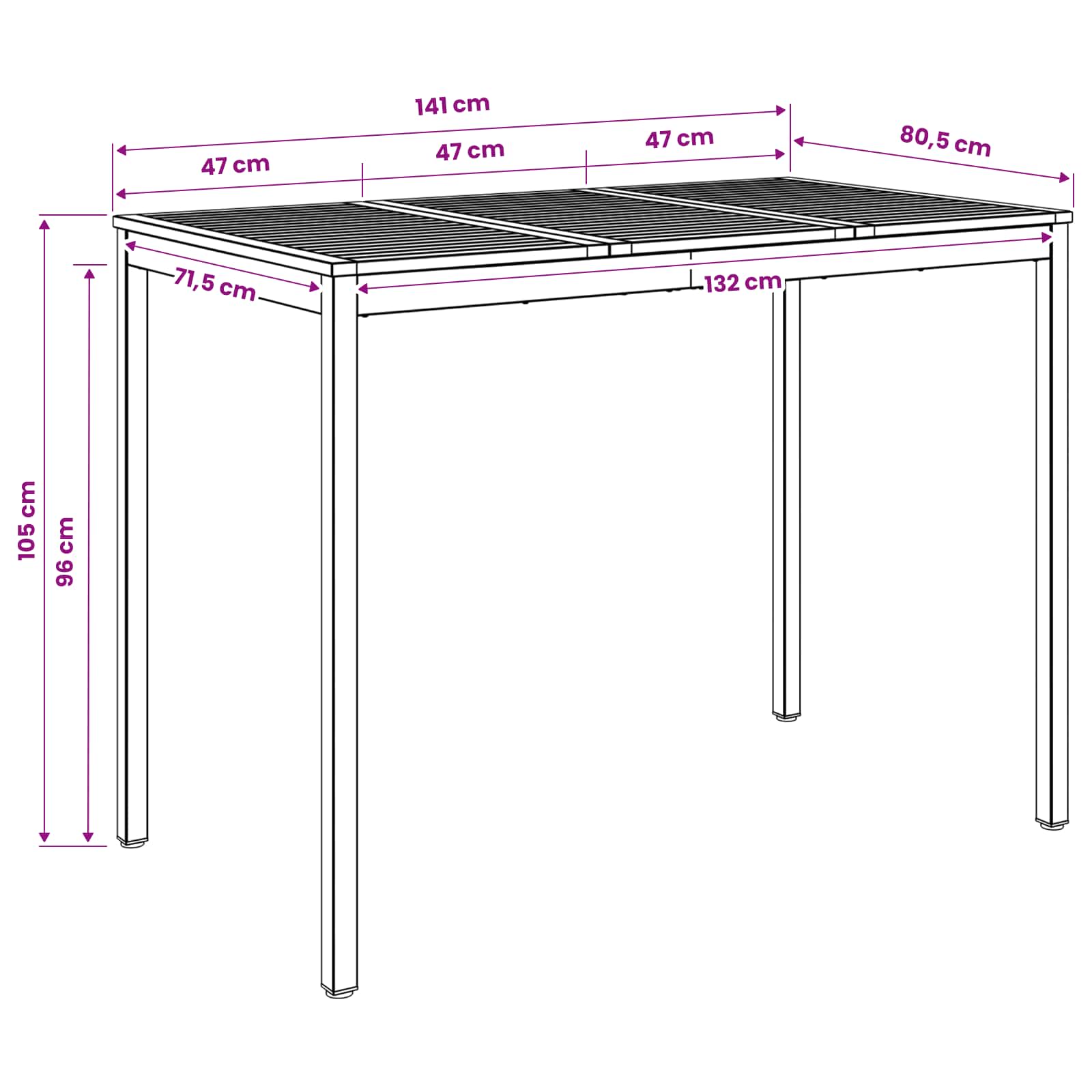 Sodo Baro Stalas Natūrali ir juoda 141 x 80,5 x 105 cm