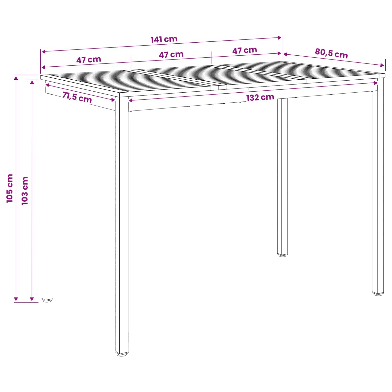 Sodo Baro Stalas Natūrali ir Balta 141 x 80,5 x 105 cm