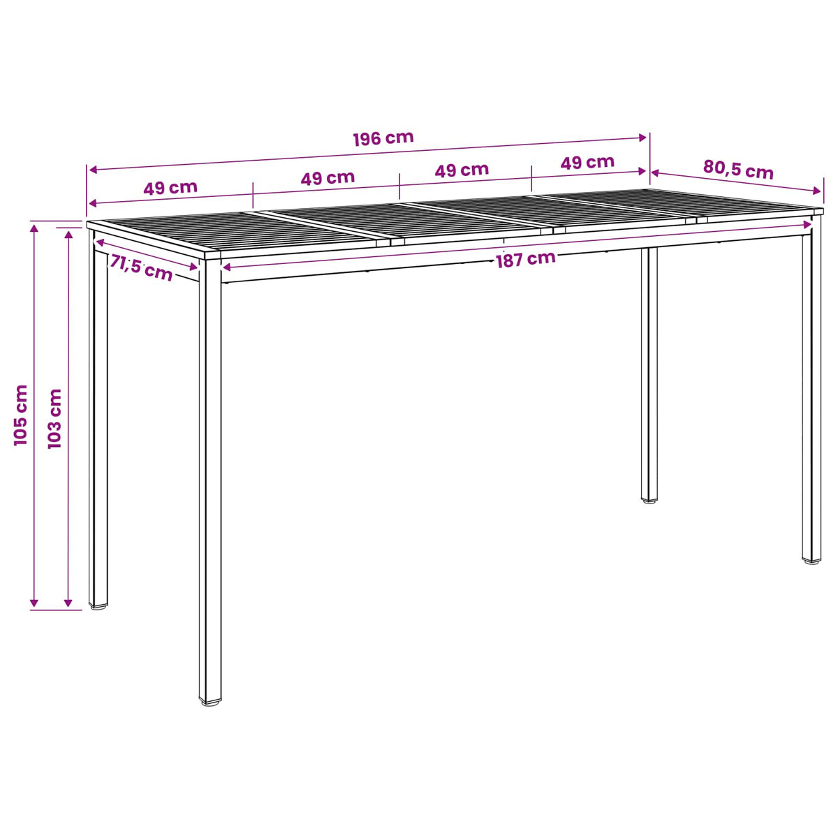 Sodo Baro Stalas Natūralus ir kava 196 x 80,5 x 105 cm