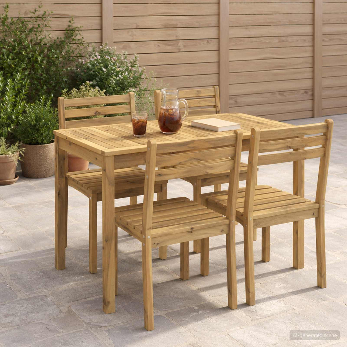 Sodo vakarienės stalas LAREN Balta apdaila 108,5 x 55 x 75 cm