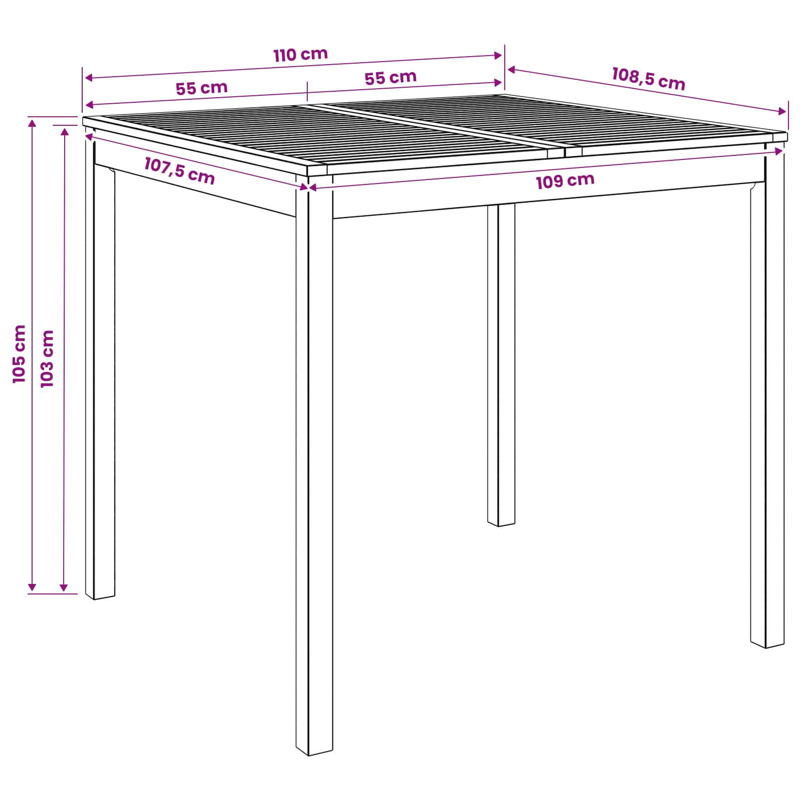 Sodo Baro Stalas Balta 110 x 108,5 x 105 cm