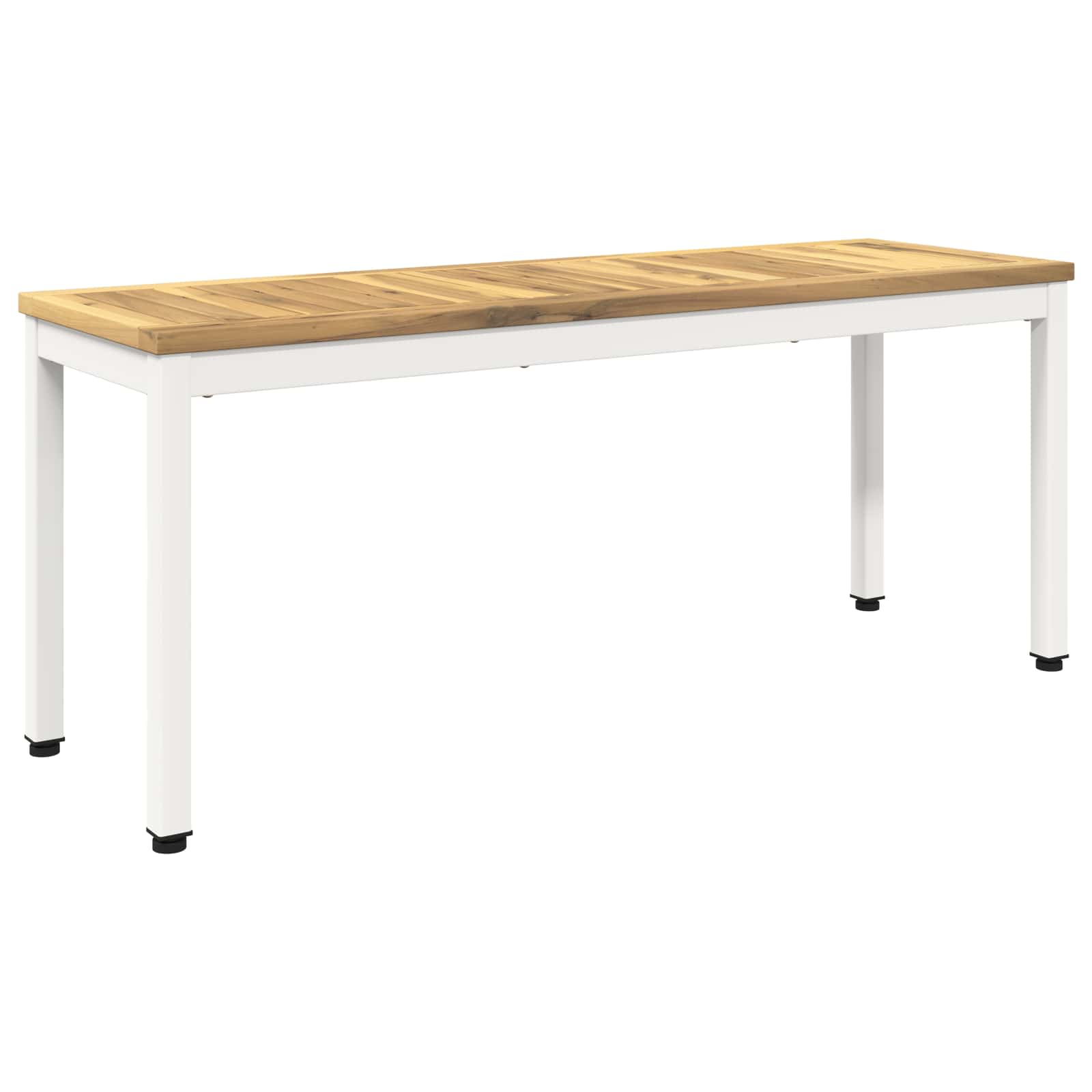 Sodo suolas 108,5 x 35 x 45 cm Kietos akacijos mediena Balta
