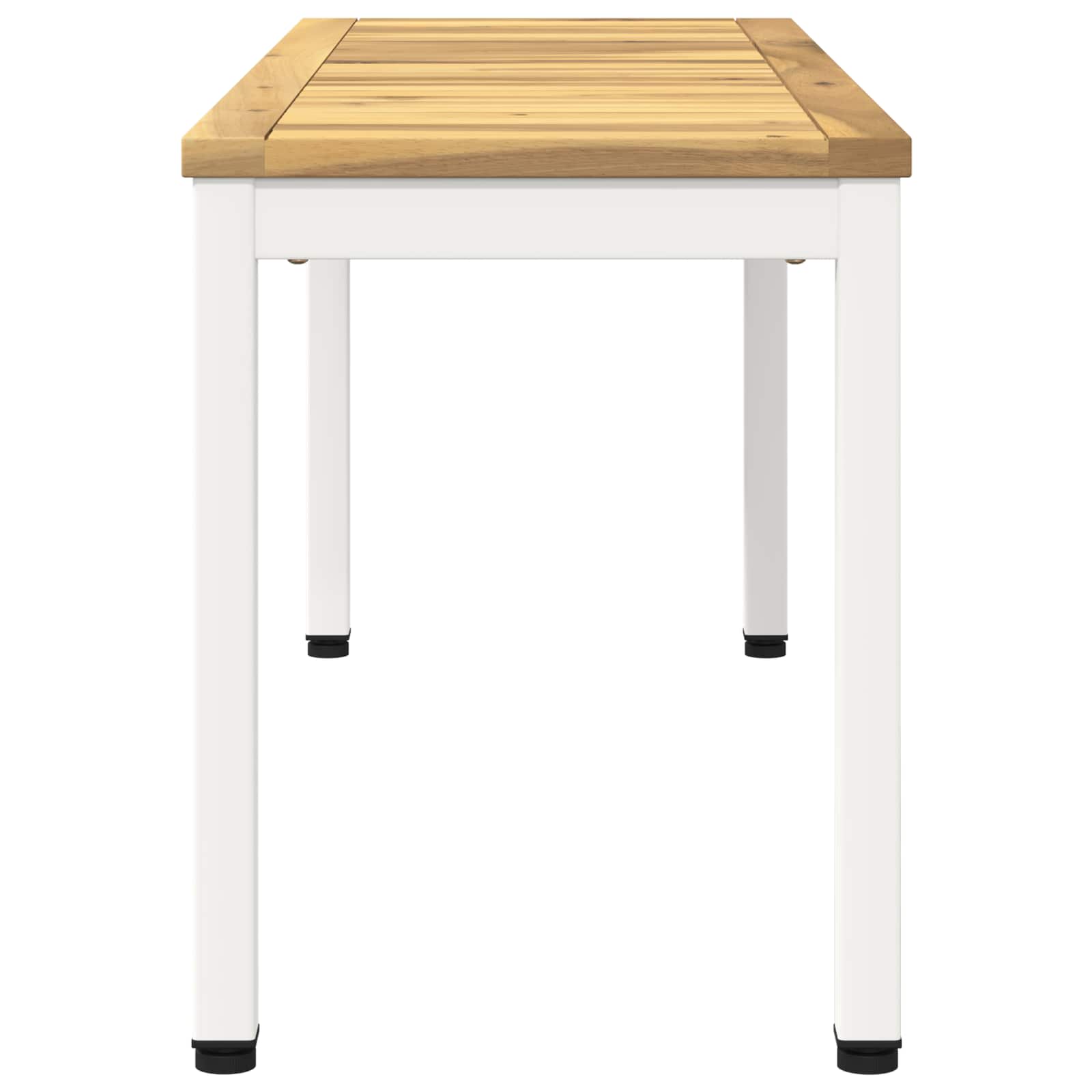 Sodo suolas 108,5 x 35 x 45 cm Kietos akacijos mediena Balta