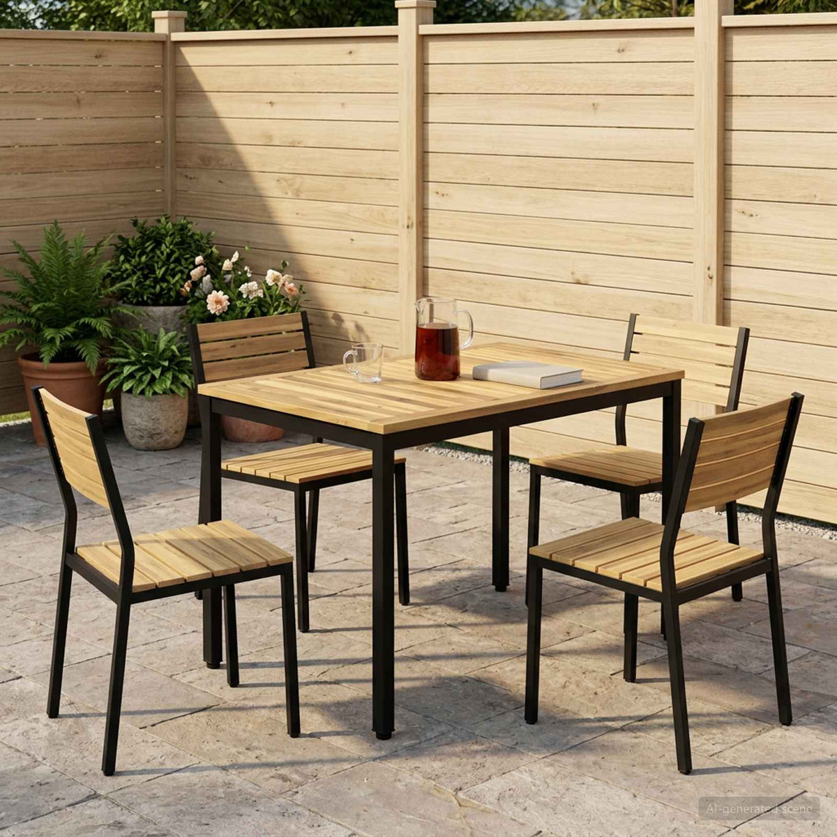 Sodo vakarienės stalas Balta ir juoda 108,5 x 55 x 75 cm